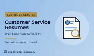 customer service resumes hero: a resume under a gold magnifying glass