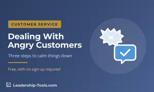 angry customers hero: a jagged speech bubble beside a calm one with a check mark