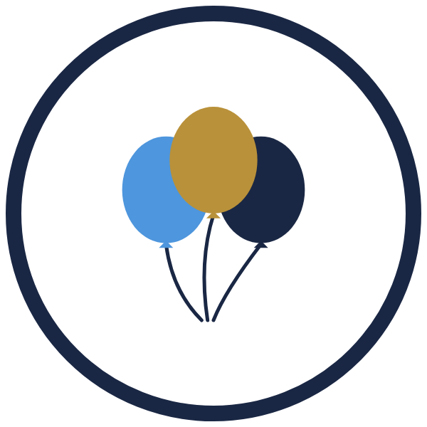 fun team building activities icon: three balloons