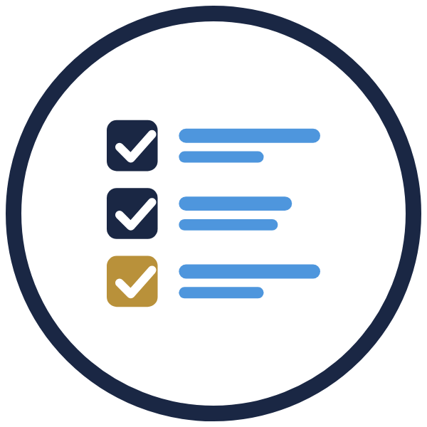 accountability team building activities icon: a checklist with each task checked off