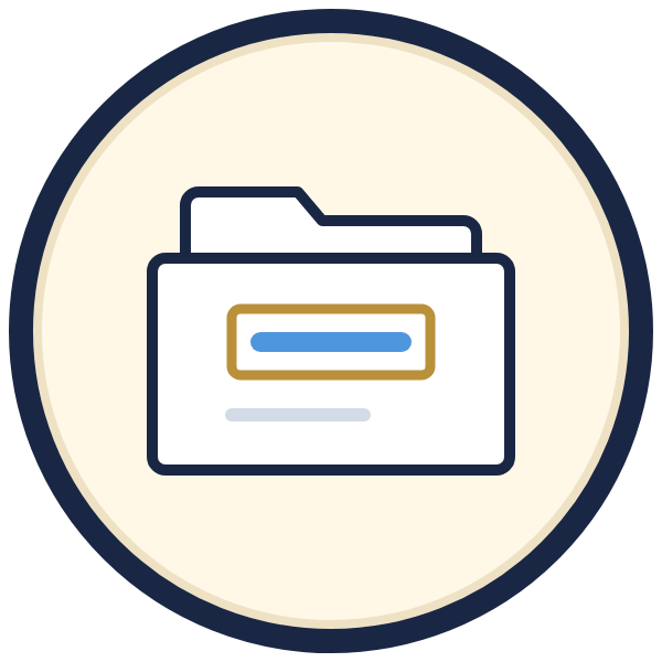 financial records label template icon: a file folder with a label