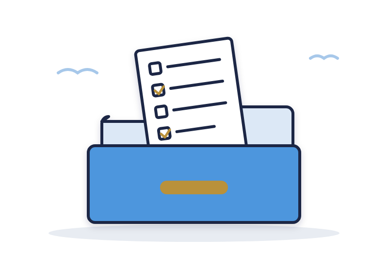 a completed exit survey going into a sealed folder that the manager never opens