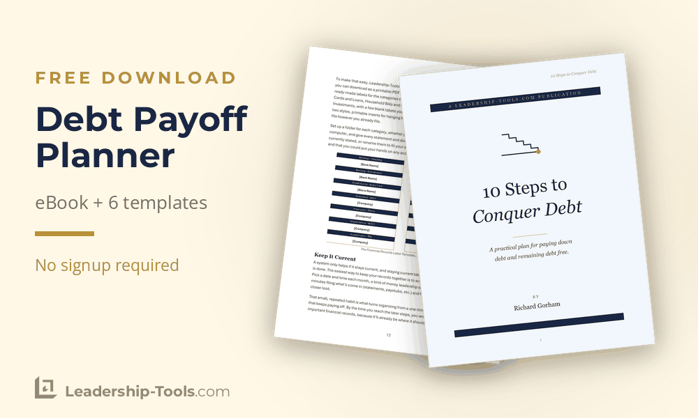 Free Debt Payoff Planner Templates | Leadership-Tools free debt payoff planner ebook and financial records template
