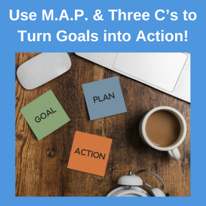 Use the Three C Process to Turn Goals into Action Today! use three c process to turn goals into action