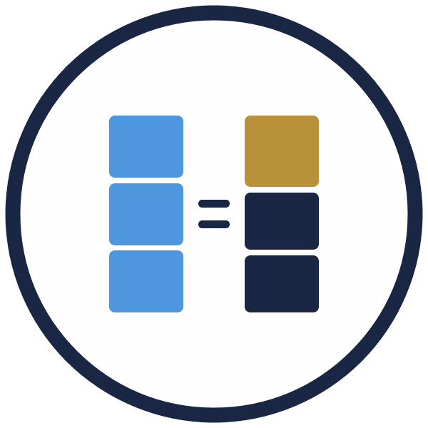 balance sheet template icon: assets equal liabilities plus equity