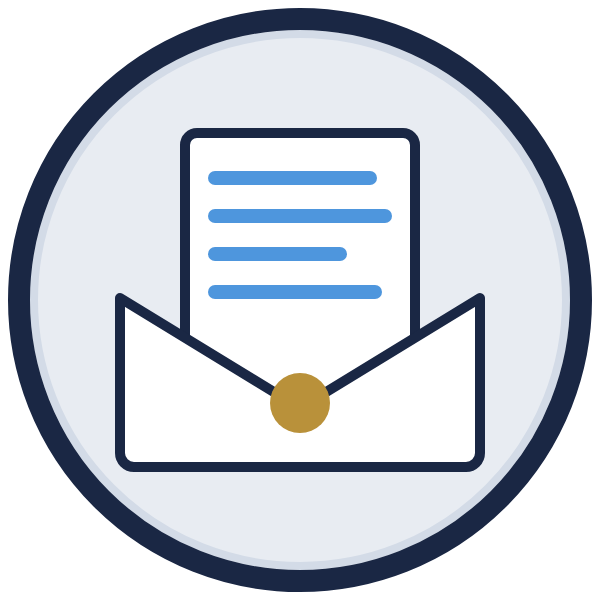 business letter templates icon: a letter in an open envelope