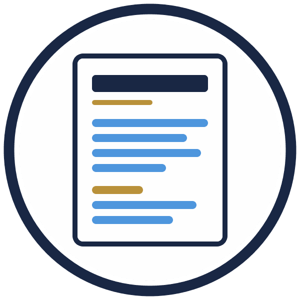 business plan template icon: a written plan with headings and sections
