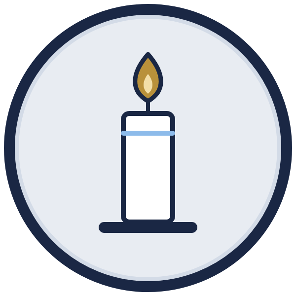 condolence letter template icon: a lit candle