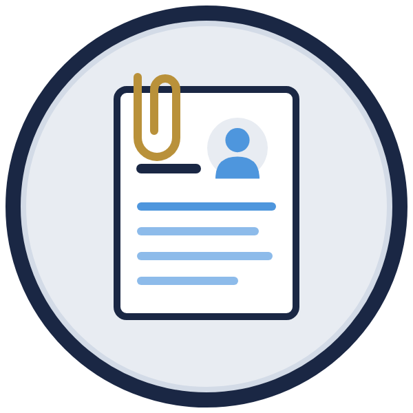 cover letter template icon: a resume with a paper clip