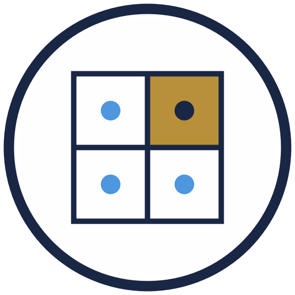 Project Prioritization Template icon showing a four quadrant matrix with the top priority highlighted