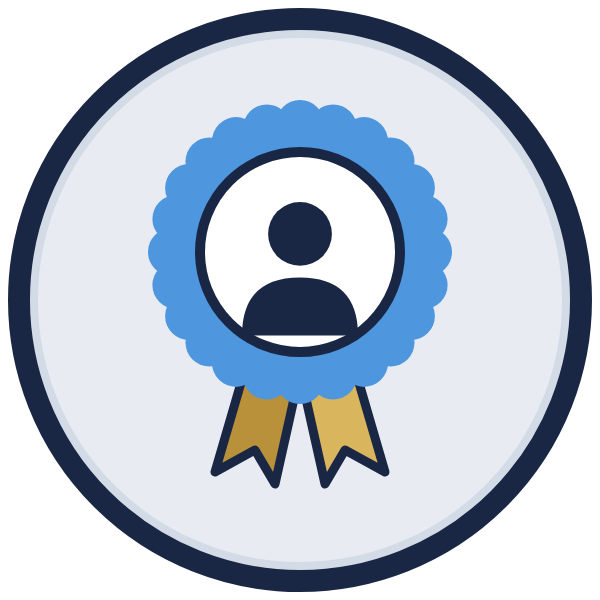 letter of recommendation template icon: an award rosette with a person at the centre