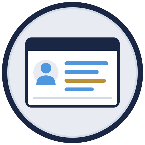 role clarity template icon: a role persona card with responsibilities