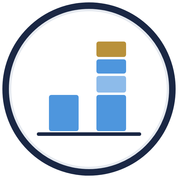 total compensation worksheet icon: base pay beside the full stacked compensation package