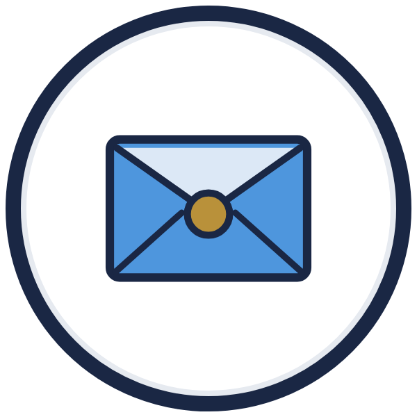 application letters icon: an envelope with a gold seal