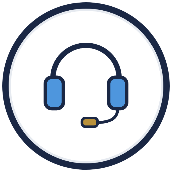 customer service articles icon: a headset with a gold microphone