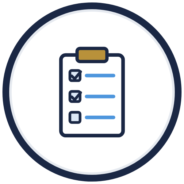 customer service quiz icon: a clipboard with checked boxes