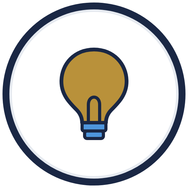 customer service tips icon: a gold light bulb