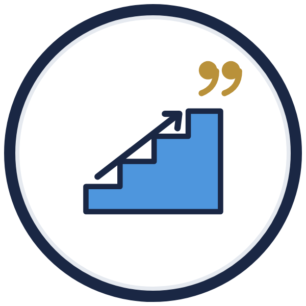 determination quotes icon: an arrow climbing a staircase