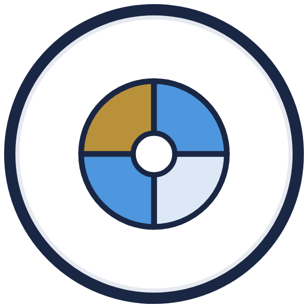 disc assessment icon: a circle in four quadrants, one gold