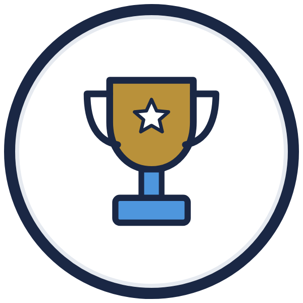 sales recognition programs icon: a gold trophy with a white star