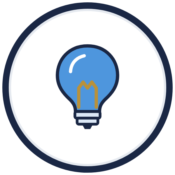 small business idea icon: a light bulb with a gold filament