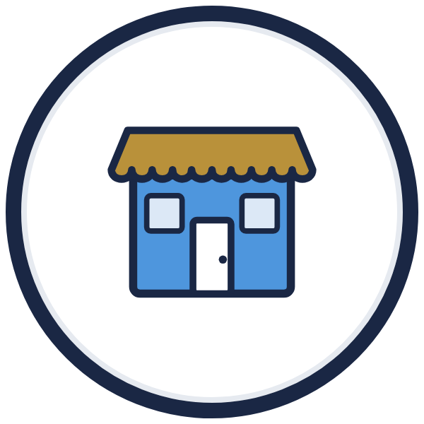 starting a small business icon: a storefront with a gold awning