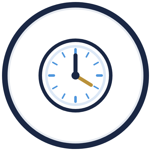 step 10 life management skills icon: a clock