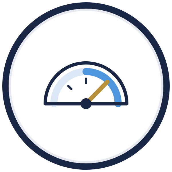 step 3 leadership assessment icon: a gauge with a needle