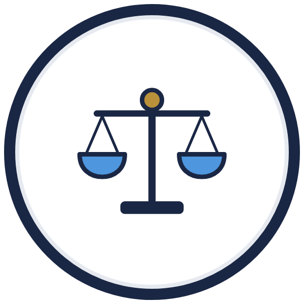 step 6 emotional intelligence icon: a balance scale