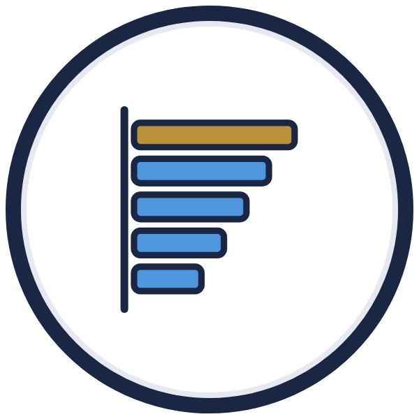 strengthsfinder assessment icon: five ranked bars, the top one gold