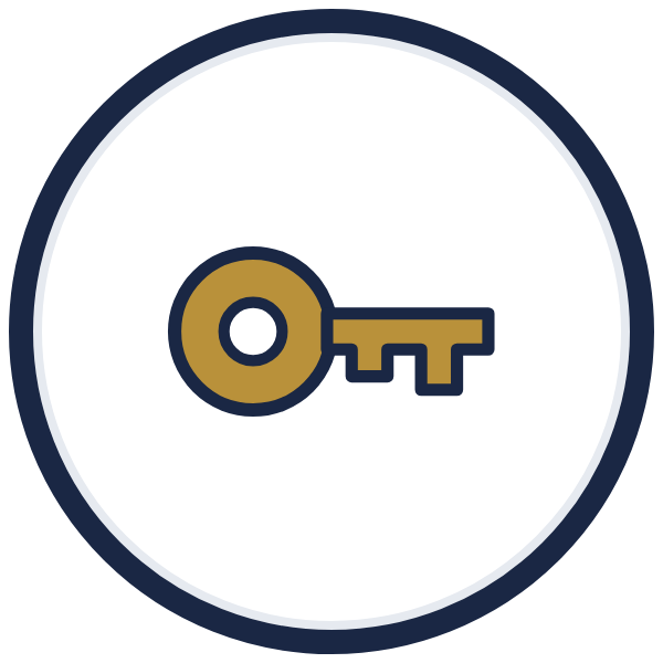 taking ownership icon: a gold key