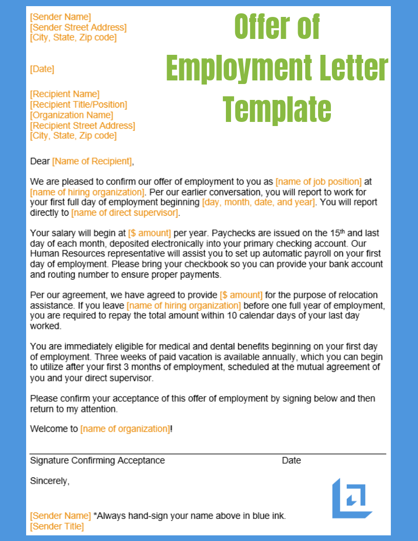 Offer Employment Letter Template from www.leadership-tools.com
