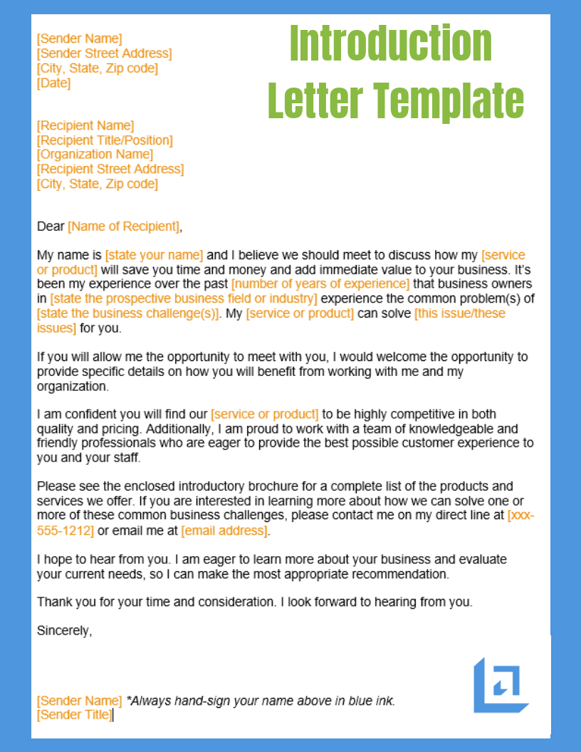 Introduction Letter Sample | Free Business Writing Templates