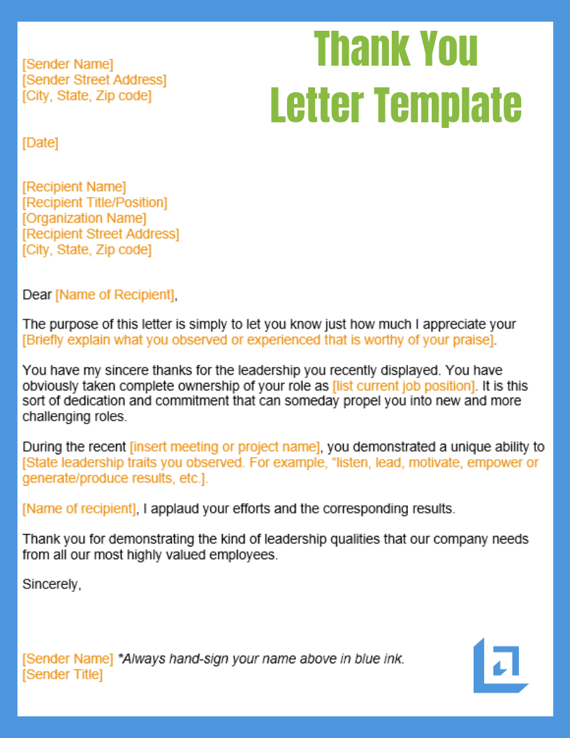 Thank You Letter Sample Free Business Writing Templates