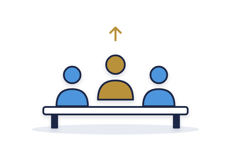 Building Bench Strength | Leadership-Tools three team members on a bench, one of them highlighted in gold and ready to step up