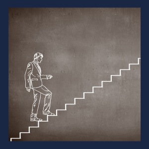Leader ascending steps illustrating career progression and succession readiness