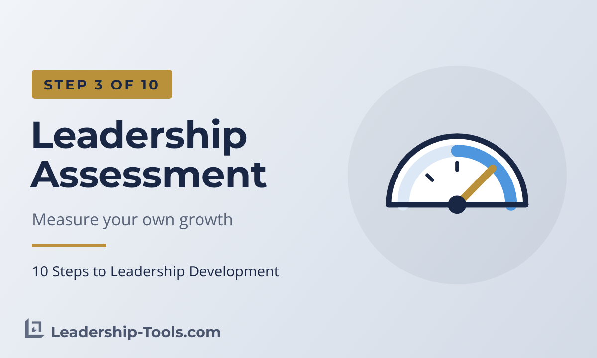 Step 3: Assess Your Leadership | Leadership-Tools step 3 leadership assessment hero: a gauge with a needle