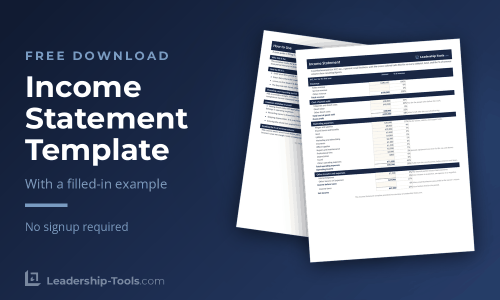 free income statement template with a filled-in example