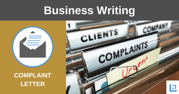 Complaint letter template beside business files labeled complaints and clients