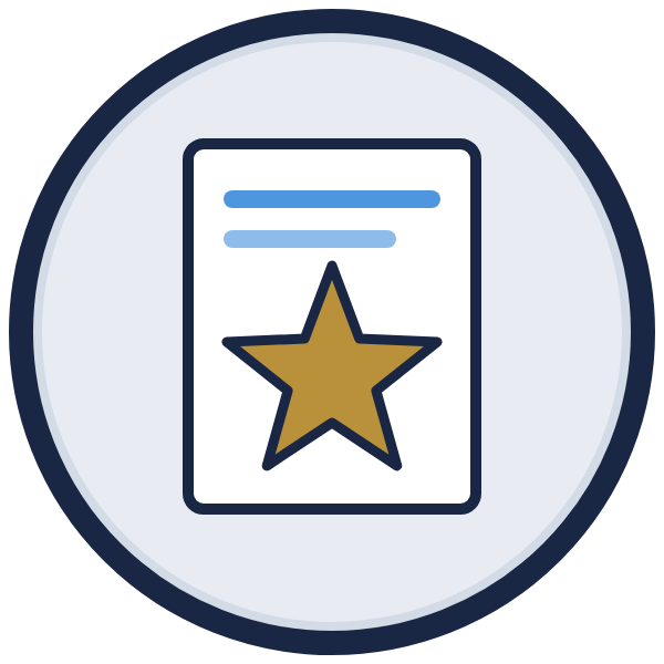 appreciation letter template icon: a letter with a gold star