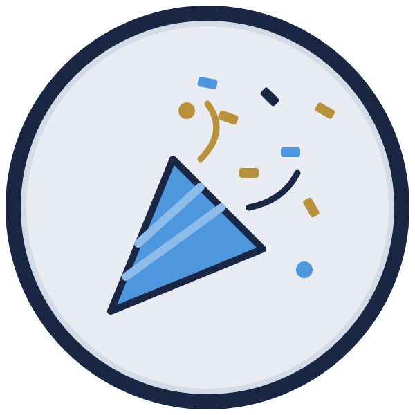 congratulations letter template icon: a party popper with confetti