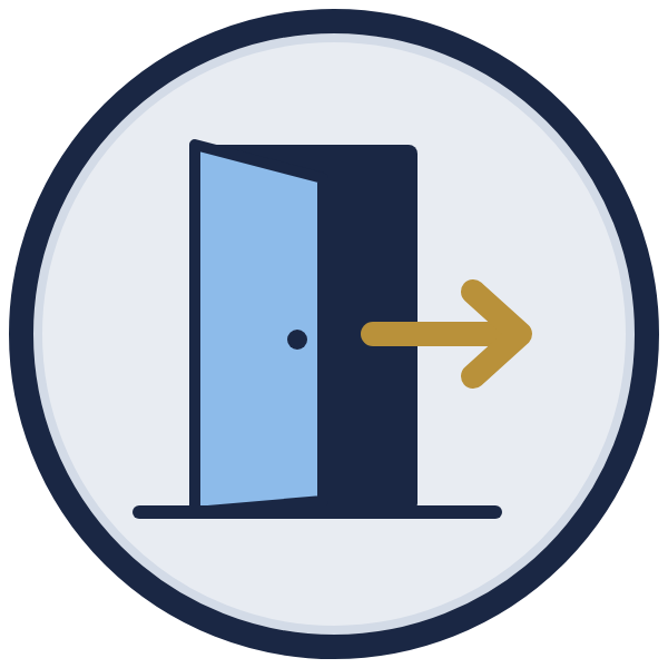 resignation letter template icon: an open door with an exit arrow