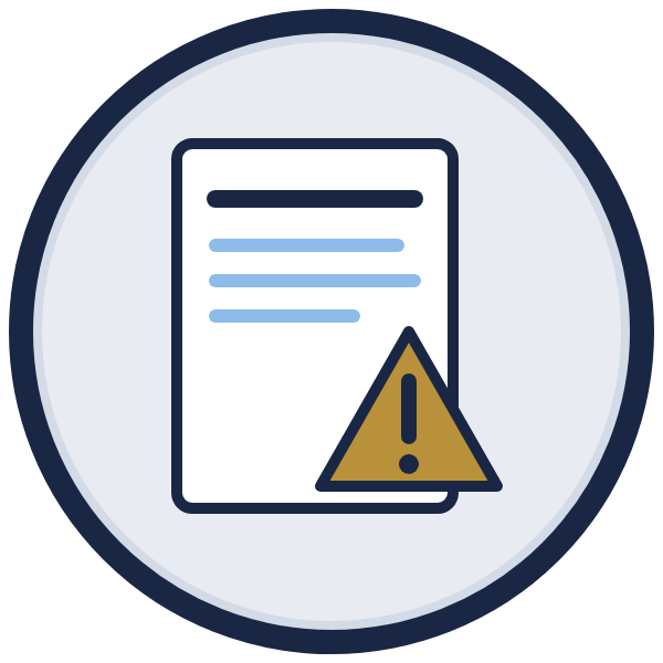 written warning letter template icon: a document with a warning sign