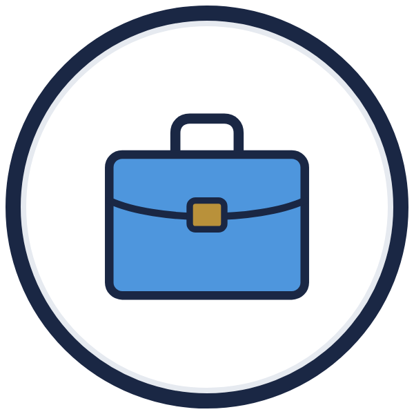 business management articles icon: a briefcase with a gold clasp