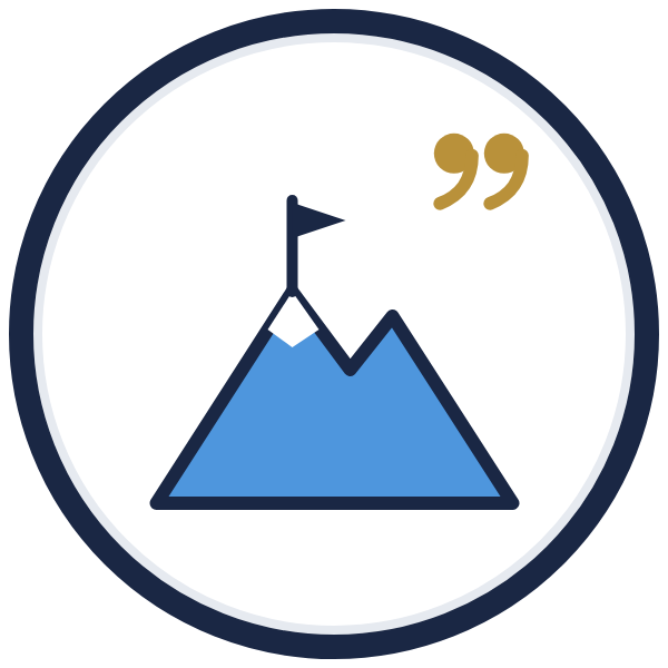 goal setting quotes icon: a flag on a mountain peak