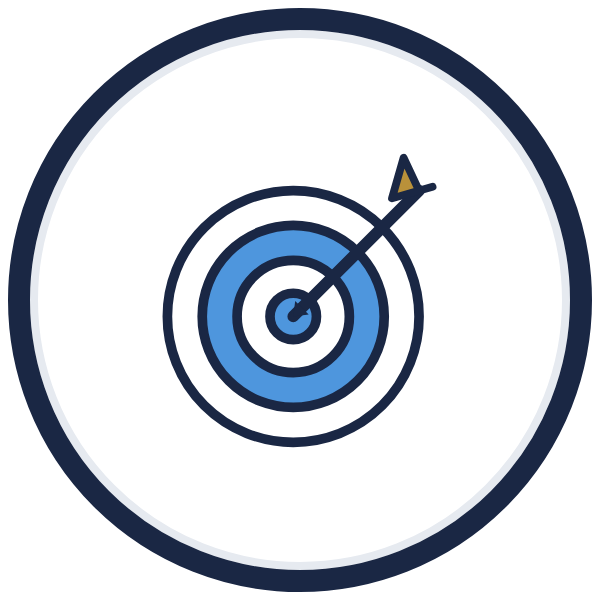 sales management articles icon: an arrow in the center of a target