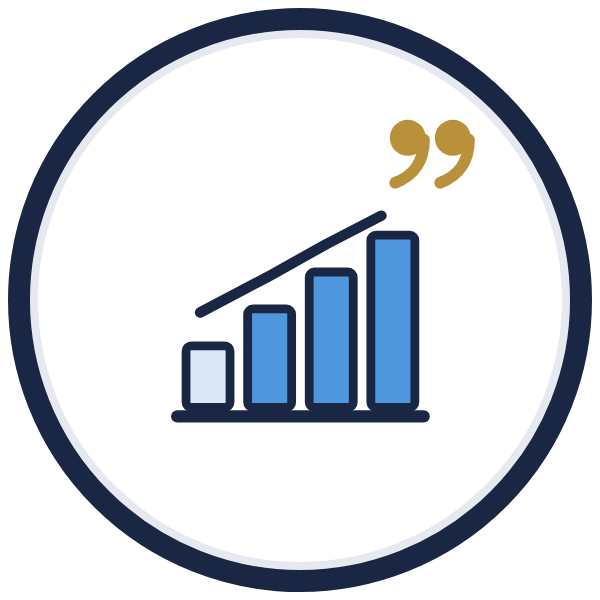 sales leadership quotes icon: a rising bar chart