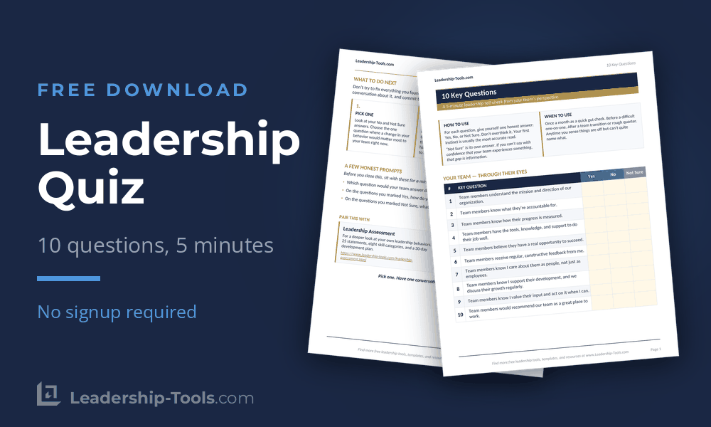 Leadership Quiz: 10 Key Questions | Leadership-Tools leadership quiz yes no not sure icon
