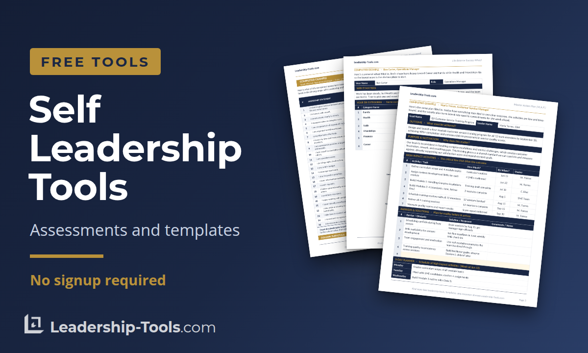 free self leadership tools and assessment templates
